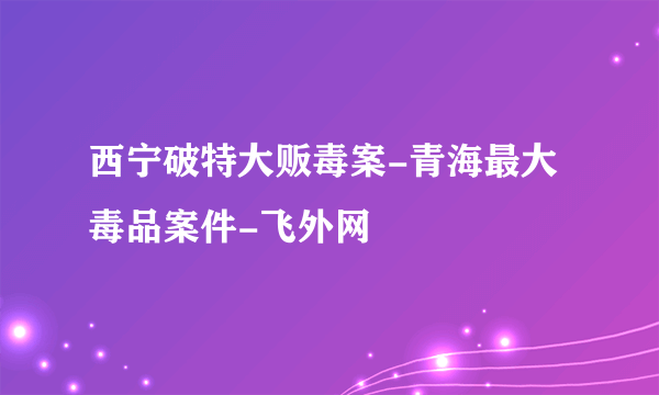 西宁破特大贩毒案-青海最大毒品案件-飞外网