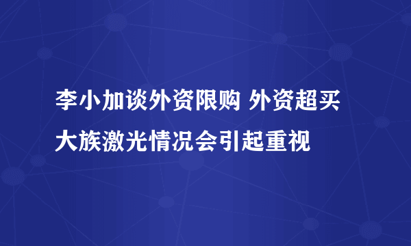 李小加谈外资限购 外资超买大族激光情况会引起重视