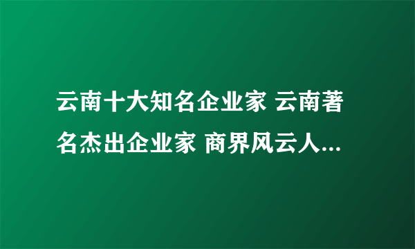 云南十大知名企业家 云南著名杰出企业家 商界风云人物有哪些