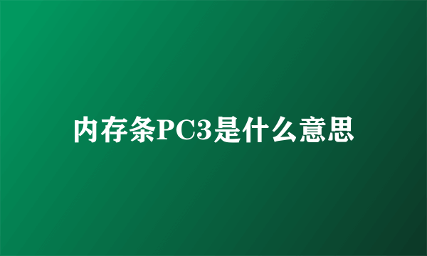 内存条PC3是什么意思