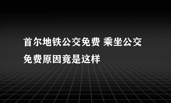 首尔地铁公交免费 乘坐公交免费原因竟是这样