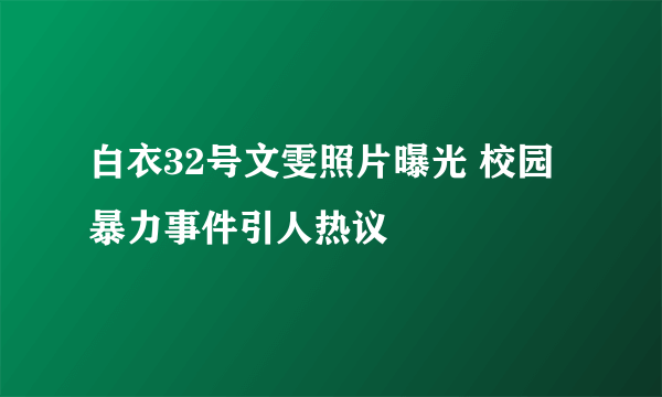 白衣32号文雯照片曝光 校园暴力事件引人热议