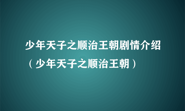 少年天子之顺治王朝剧情介绍（少年天子之顺治王朝）