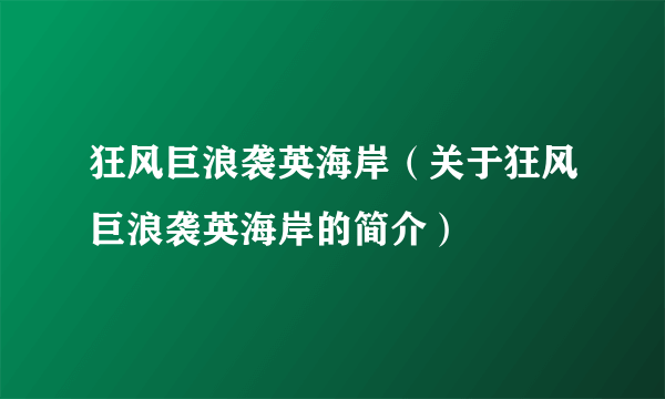 狂风巨浪袭英海岸（关于狂风巨浪袭英海岸的简介）