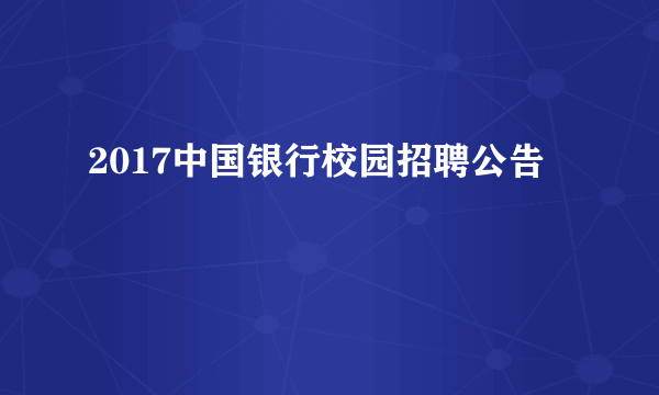 2017中国银行校园招聘公告