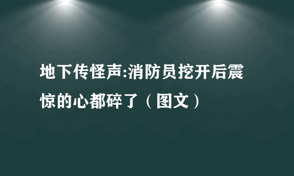 地下传怪声:消防员挖开后震惊的心都碎了（图文）