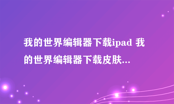 我的世界编辑器下载ipad 我的世界编辑器下载皮肤版中文网易