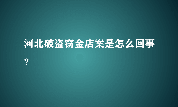 河北破盗窃金店案是怎么回事？