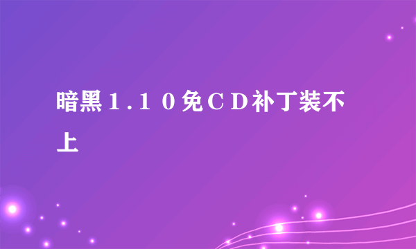 暗黑１.１０免ＣＤ补丁装不上