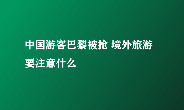 中国游客巴黎被抢 境外旅游要注意什么