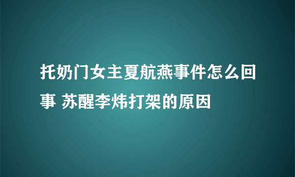 托奶门女主夏航燕事件怎么回事 苏醒李炜打架的原因