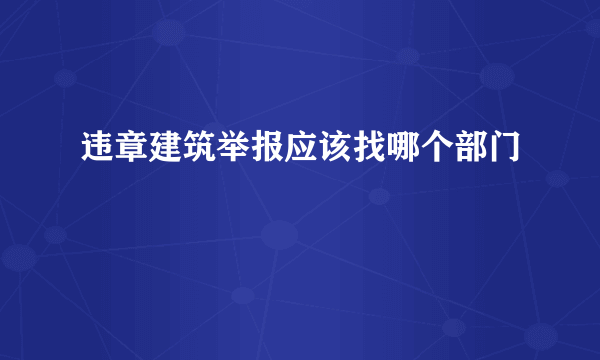 违章建筑举报应该找哪个部门