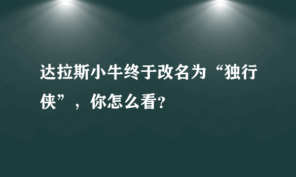 达拉斯小牛终于改名为“独行侠”，你怎么看？