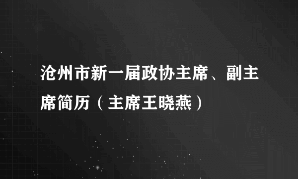 沧州市新一届政协主席、副主席简历（主席王晓燕）