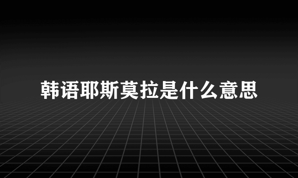 韩语耶斯莫拉是什么意思