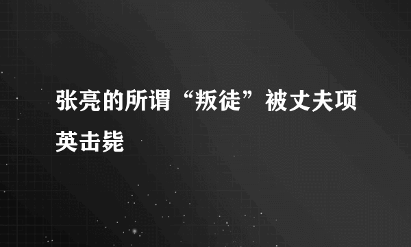 张亮的所谓“叛徒”被丈夫项英击毙