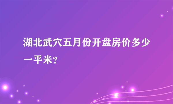 湖北武穴五月份开盘房价多少一平米？