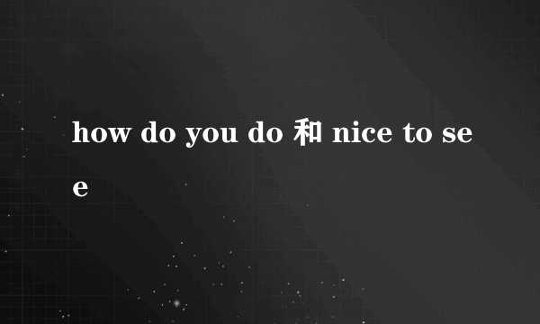 how do you do 和 nice to see