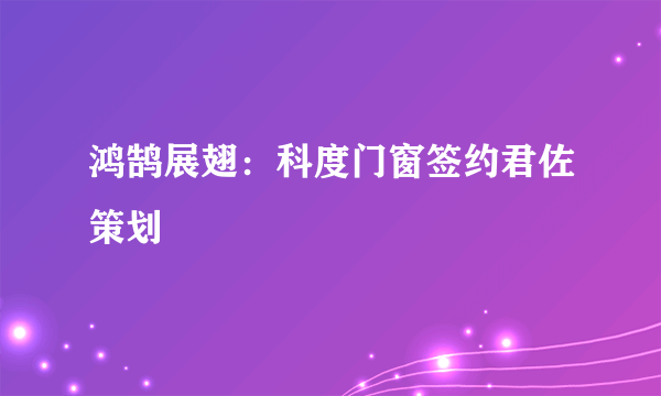 鸿鹄展翅：科度门窗签约君佐策划