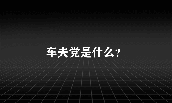 车夫党是什么？