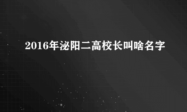 2016年泌阳二高校长叫啥名字