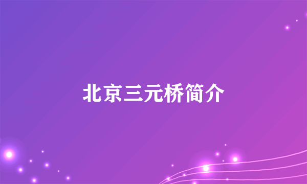 北京三元桥简介