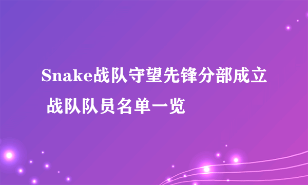 Snake战队守望先锋分部成立 战队队员名单一览