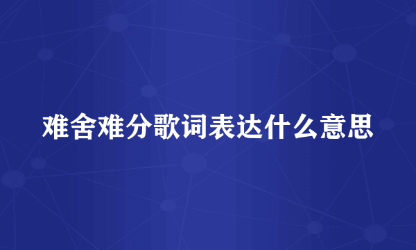 难舍难分歌词表达什么意思