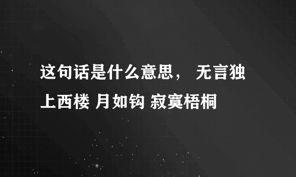 这句话是什么意思， 无言独上西楼 月如钩 寂寞梧桐