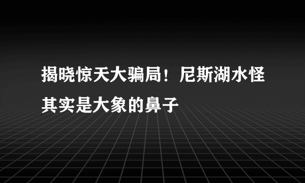 揭晓惊天大骗局！尼斯湖水怪其实是大象的鼻子