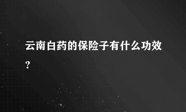 云南白药的保险子有什么功效？