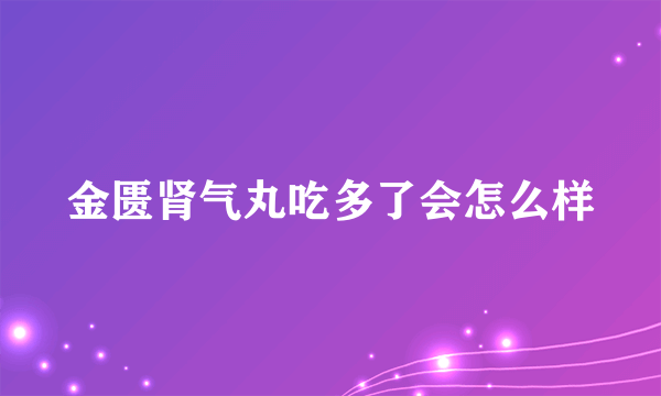 金匮肾气丸吃多了会怎么样