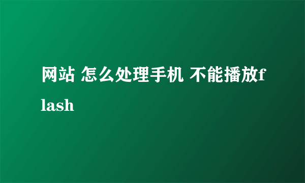 网站 怎么处理手机 不能播放flash