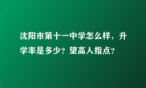 沈阳市第十一中学怎么样，升学率是多少？望高人指点？