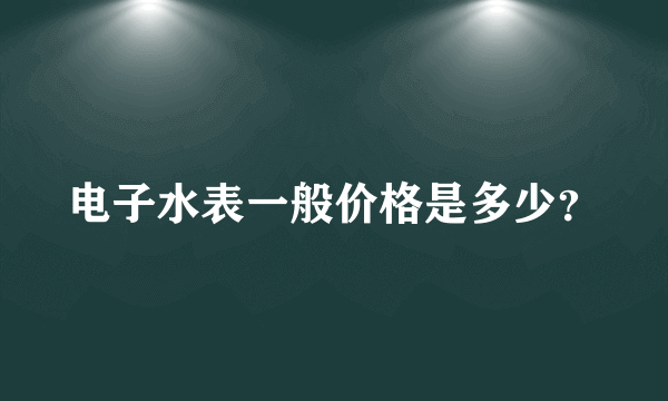 电子水表一般价格是多少？