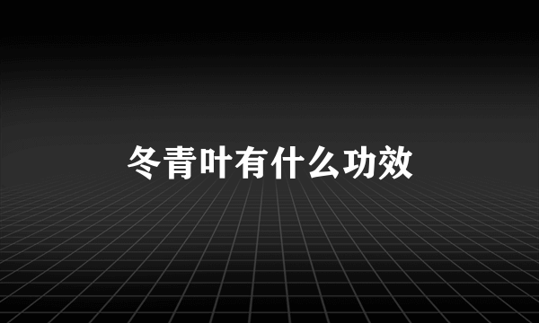 冬青叶有什么功效