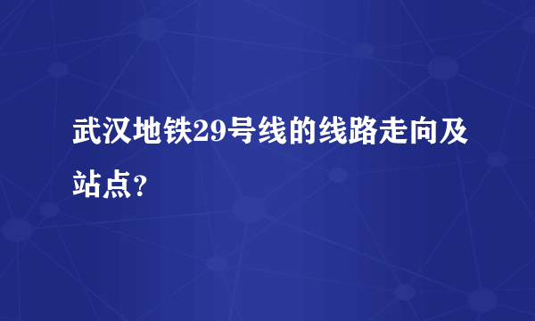 武汉地铁29号线的线路走向及站点？