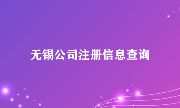 无锡公司注册信息查询