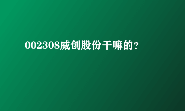 002308威创股份干嘛的？