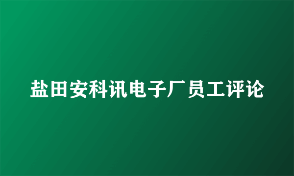 盐田安科讯电子厂员工评论