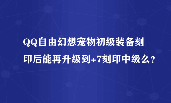 QQ自由幻想宠物初级装备刻印后能再升级到+7刻印中级么？