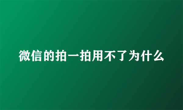 微信的拍一拍用不了为什么