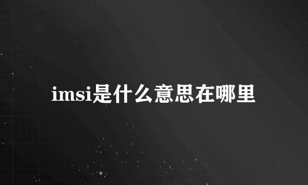 imsi是什么意思在哪里