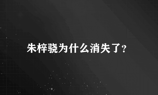 朱梓骁为什么消失了？