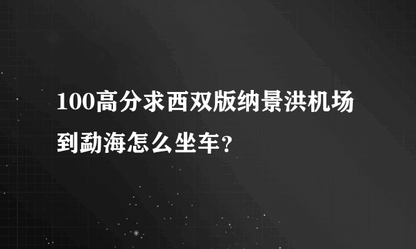 100高分求西双版纳景洪机场到勐海怎么坐车？