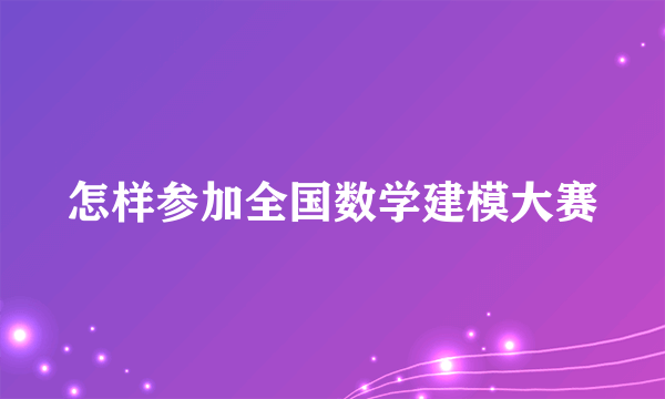 怎样参加全国数学建模大赛