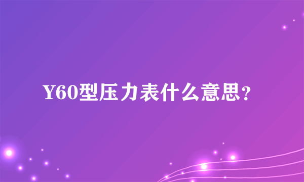 Y60型压力表什么意思？