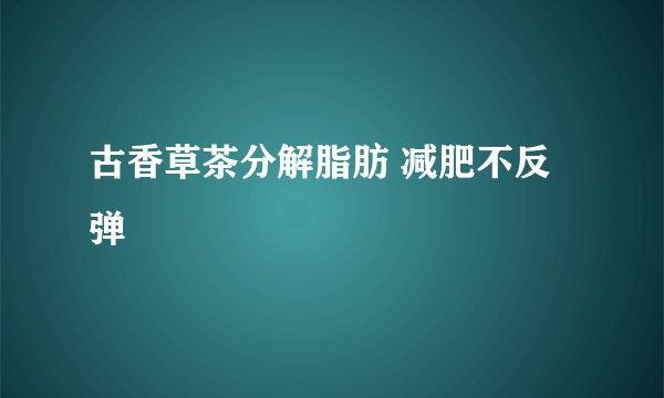 古香草茶分解脂肪 减肥不反弹