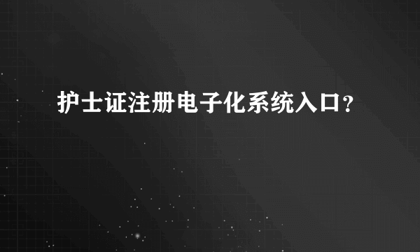 护士证注册电子化系统入口？