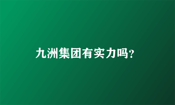 九洲集团有实力吗？